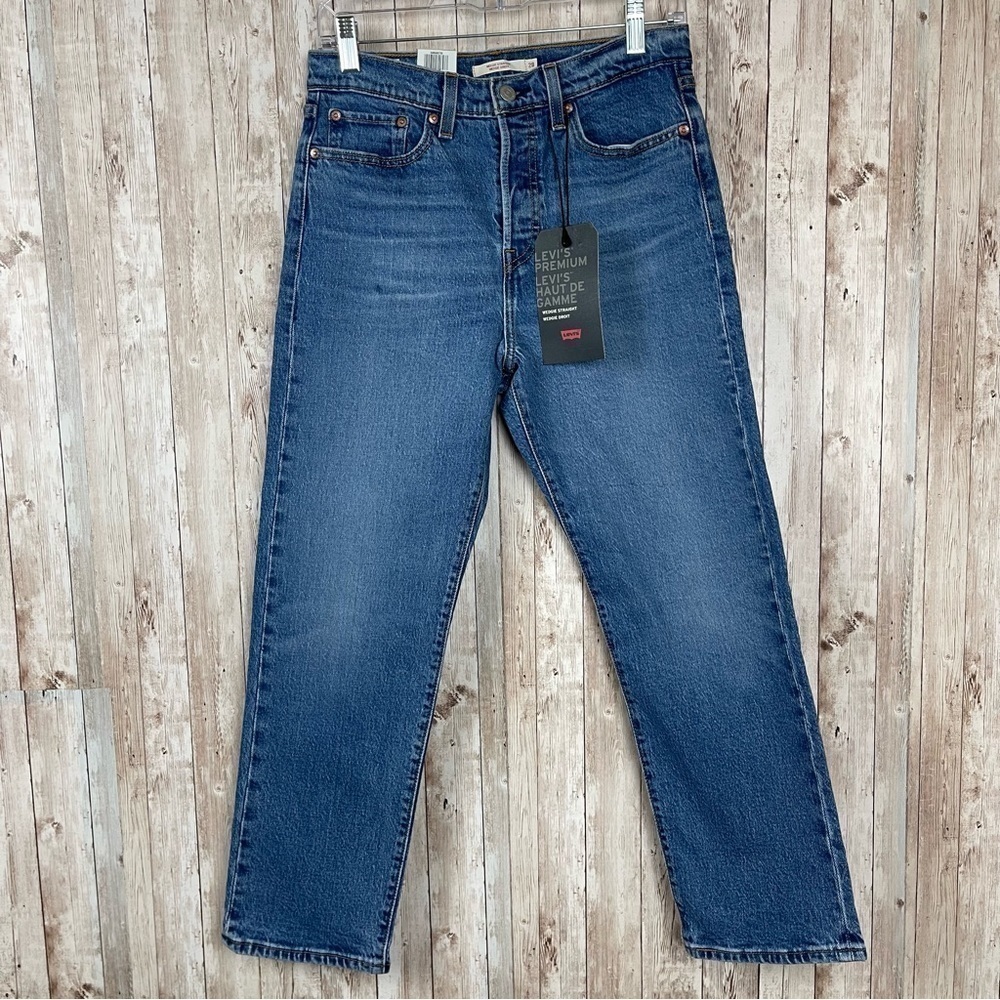 Levi’s Wedgie Straight Jazz Jive Sound Denim Jeans Size 28 x 26 IRREGULAR - Picture 3 of 16